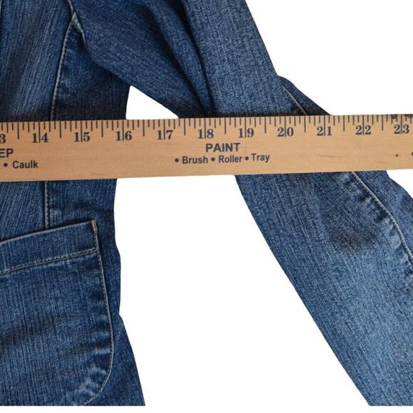 XOXO Denim Blazer Jacket Size M Button Front Jewel Buttons Utility Y2K Streetcor - Picture 6 of 7